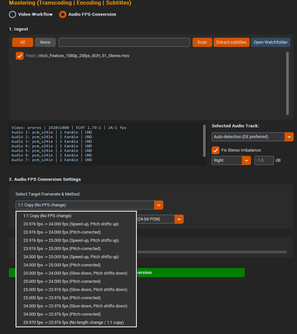 Audio FPS Conversion